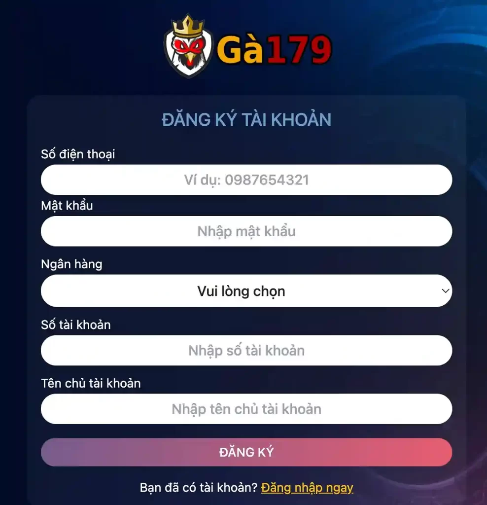 Hướng Dẫn Đăng Ký Tài Khoản Tại GA179